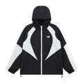 Synaworld Black White Color Block Hooded Windbreaker Jacket